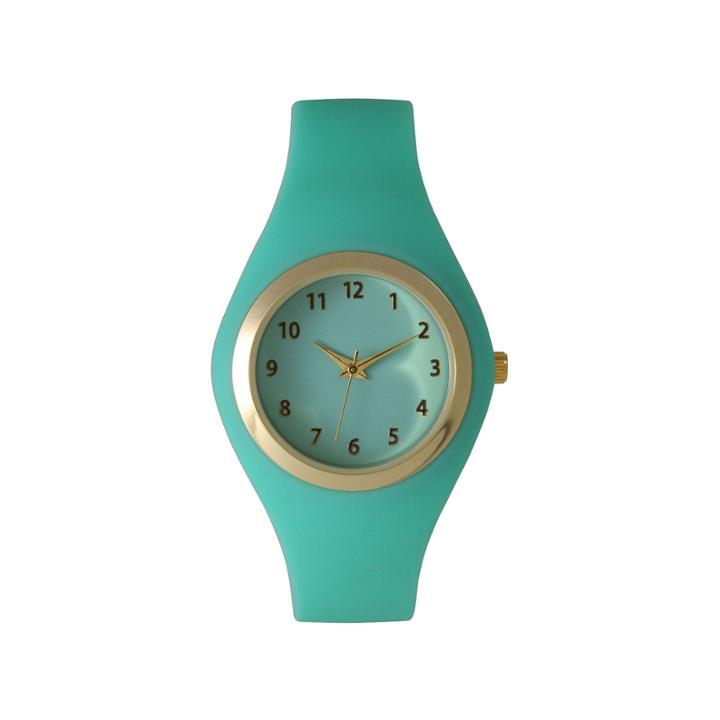 Olivia Pratt Womens Gold-tone Mint Silicone Strap Watch 15310s