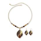 Leaf-inspired Pendant Necklace & Drop Earrings Boxed Set