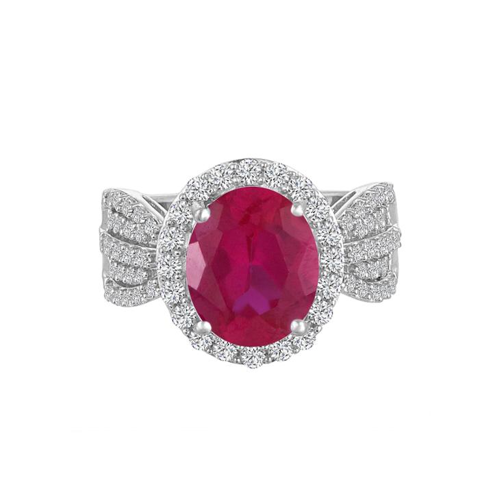 Womens Red Lab-created Ruby Cocktail Ring In Sterling Silver