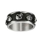Mens Two-tone Stainless Steel Skull Ring