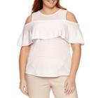 Worthington Cold Shoulder Crew Neck Pullover Sweater - Plus