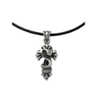 Mens Stainless Steel Antiqued Snake And Cross Pendant