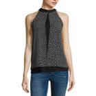 By & By Sleeveless Straight Neck Chiffon Dots Blouse-juniors