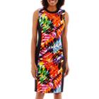 London Style Collection Sleeveless Tropical Print Scuba Sheath Dress