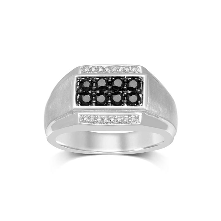 Mens 3/4 Ct. T.w. Color-enhanced Black Diamond Sterling Silver Ring