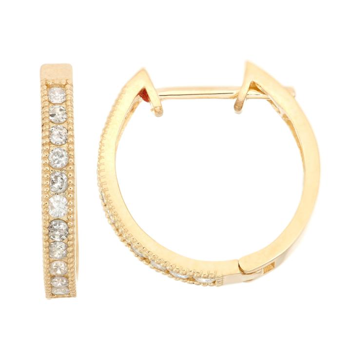 3/8 Ct. T.w. White Diamond 10k Gold Hoop Earrings