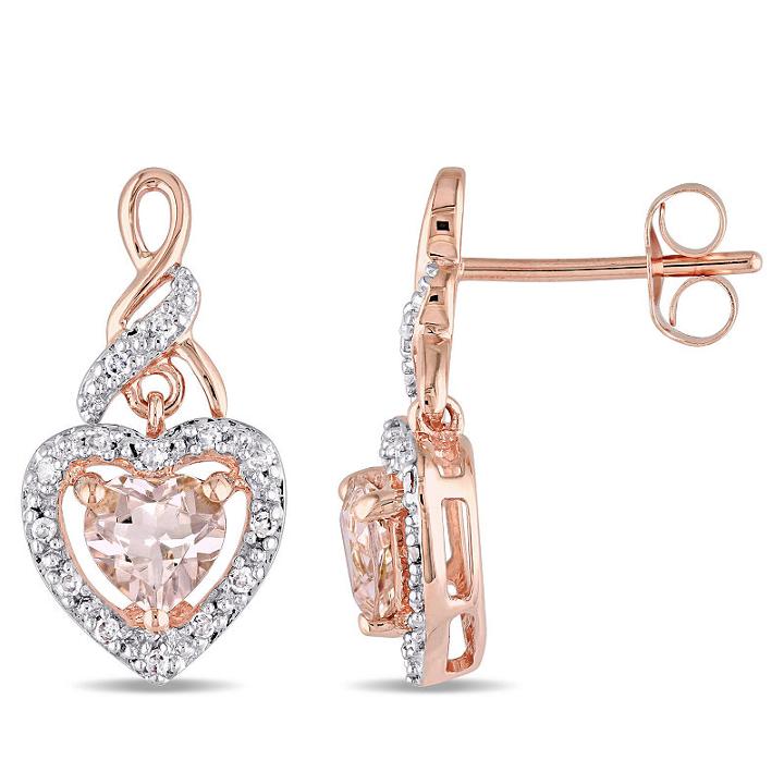 1/8 Ct. T.w. Pink Morganite 10k Gold Ear Pins