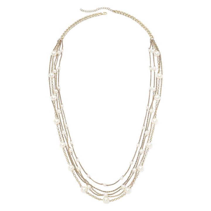 Vieste Simulated Pearl Gold-tone 5-row Necklace