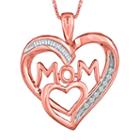 Forevermine 1/10 Ct. T.w. Diamond 14k Rose Gold Over Silver Heart Pendant Necklace