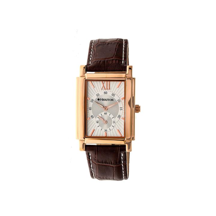 Heritor Frederick Mens Brown Strap Watch-herhr6104