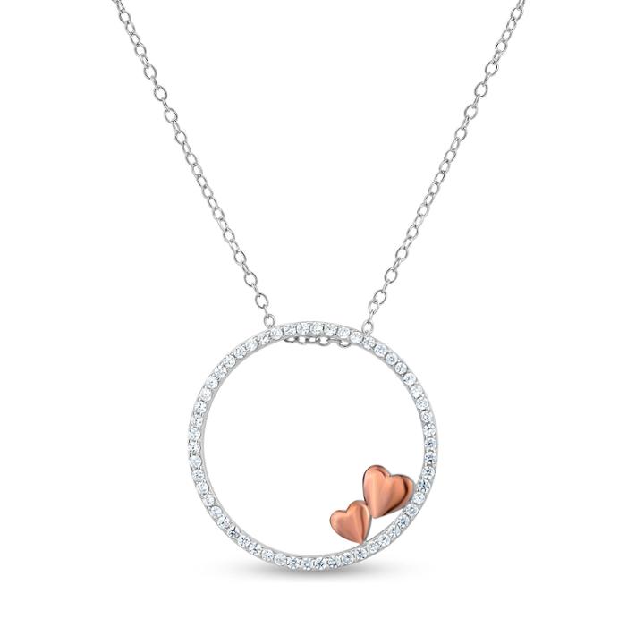Diamonart Womens 3/4 Ct. T.w. Cubic Zirconia 18k Rose Gold Over Silver Pendant Necklace