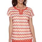 Alfred Dunner Cozumel Cap-sleeve Zig Zag Textured Top