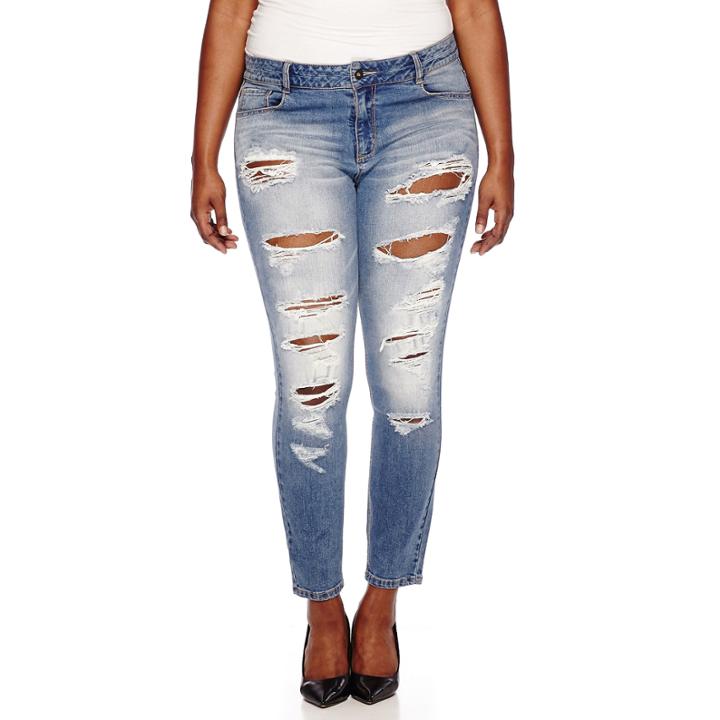 Blue Spice Destructed High-rise Skinny Jeans - Juniors Plus