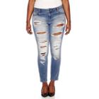 Blue Spice Destructed High-rise Skinny Jeans - Juniors Plus