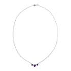 Genuine Amethyst Heart-shaped 3-stone Sterling Silver Necklace