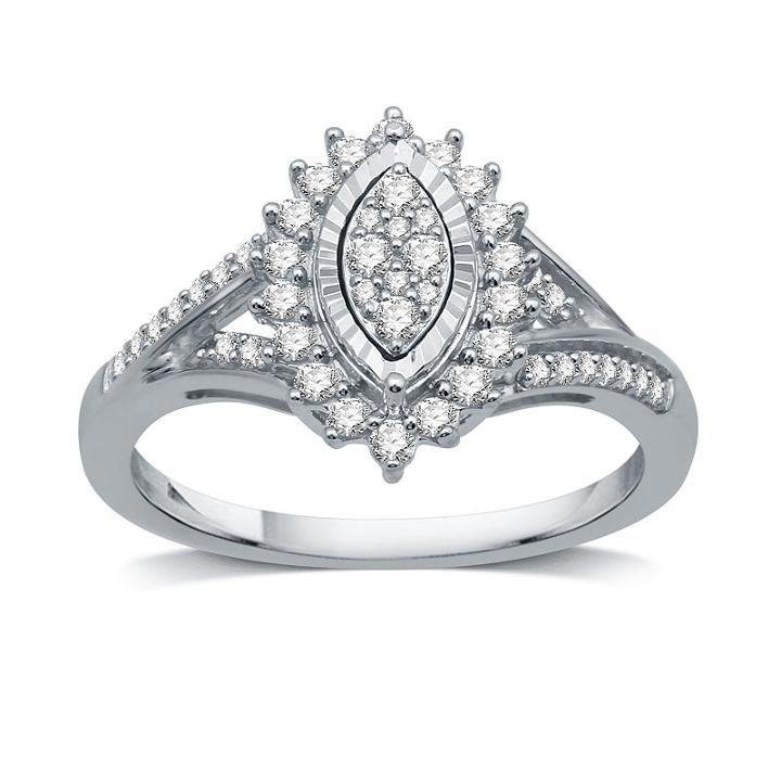 Womens 1/3 Ct. T.w. Diamond White 10k Gold Cocktail Ring