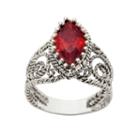 Sparkle Allure Womens Red Cubic Zirconia Silver Over Brass