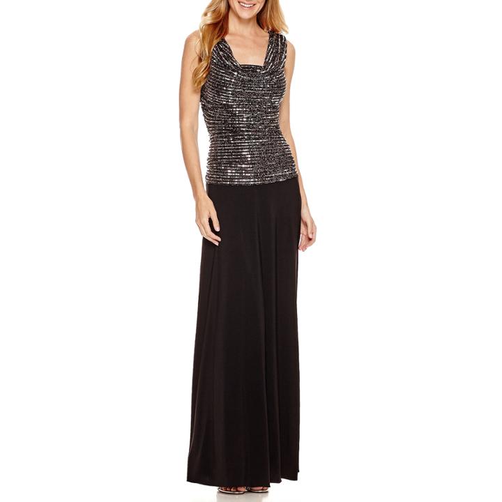 R & M Richards Sleeveless Metallic Formal Gown - Petite