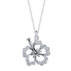 Disney Womens Clear Crystal Silver Over Brass Pendant Necklace