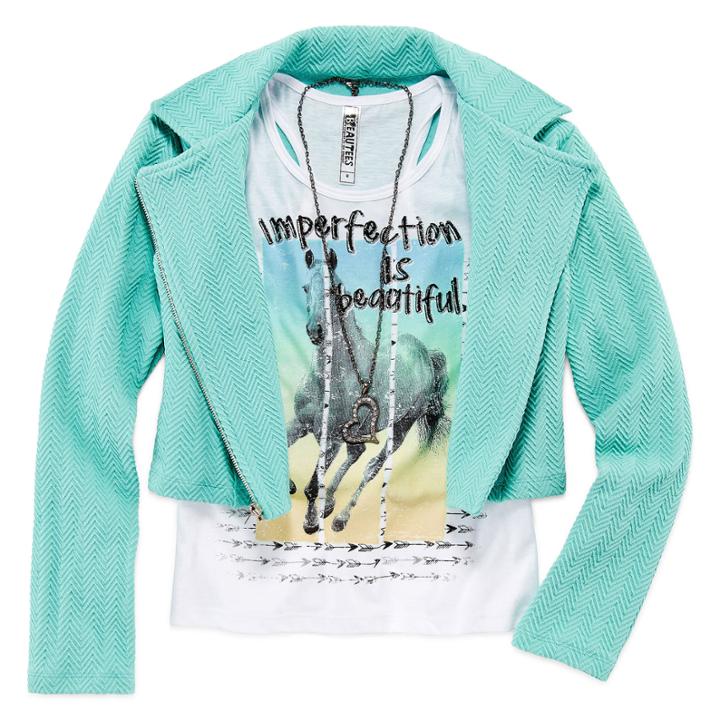 Knit Works Moto Jacket, Tank Top & Necklace Set
