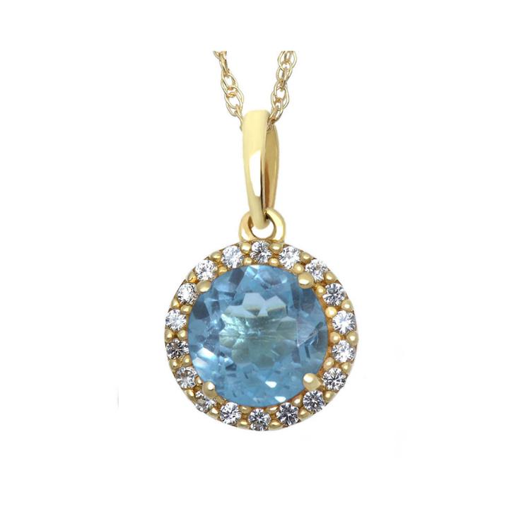 Lab-created Blue And White Sapphire Halo Pendant Necklace