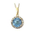 Lab-created Blue And White Sapphire Halo Pendant Necklace