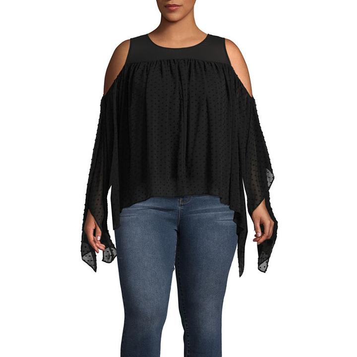 Bold Elements Asymmetric Cold Shoulder Blouse - Plus