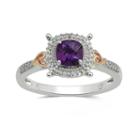 Hallmark Diamonds Womens Genuine Amethyst Purple 14k Rose Gold Over Silver Cocktail Ring