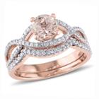 Womens 3/8 Ct. T.w. Genuine Pink Morganite 14k Gold Bridal Set