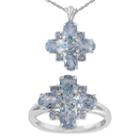 Womens 2-pack Blue Aquamarine Sterling Silver Jewelry Set