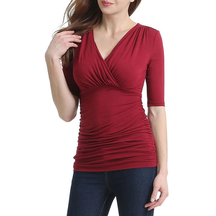 Phistic Women's Faux Wrap Ruched Top