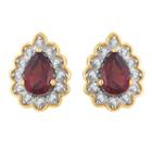 1/10 Ct. T.w. Genuine Red Garnet 10k Gold 11.1mm Pear Stud Earrings