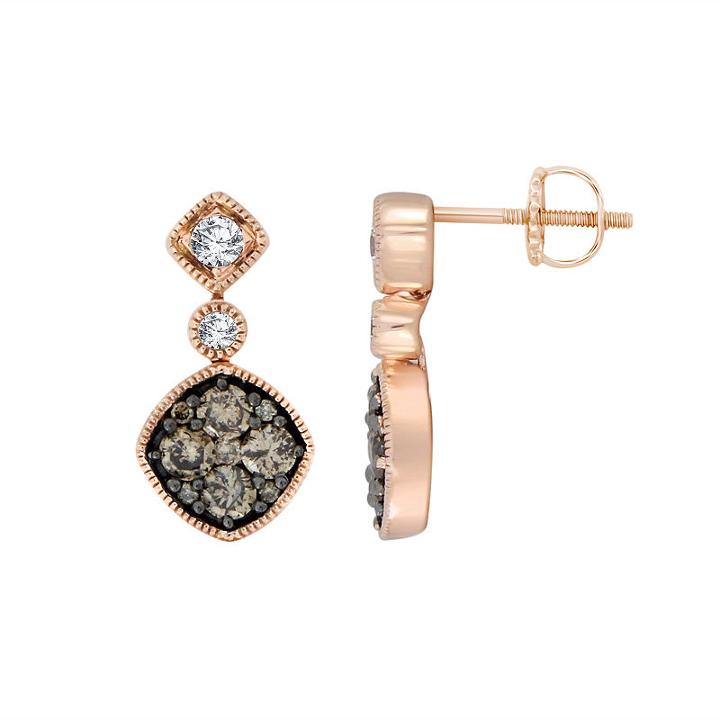 1 Ct. T.w. Genuine White Diamond 14k Gold 15.1mm Stud Earrings