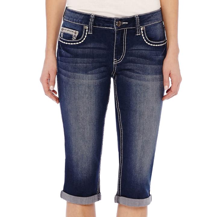 Zco Bling Wings Cropped Jeans - Petite