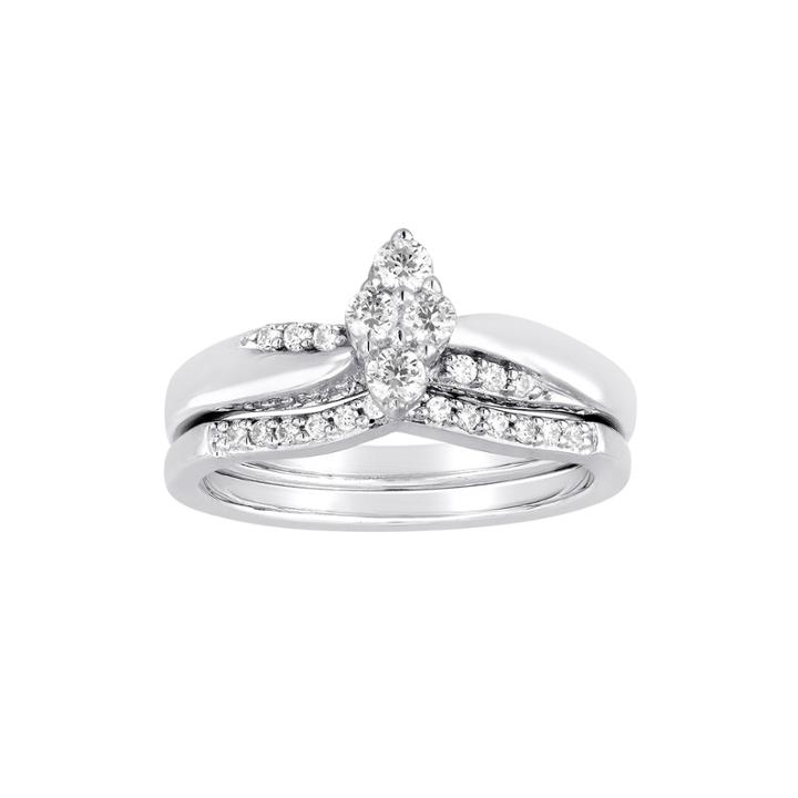 I Said Yes 3/8 Ct. T.w. Diamond Marquise-shaped Platinaire Bridal Ring Set