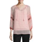 Liz Claiborne 3/4 Sleeve Peasant Top - Tall