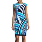 R & K Originals Cap-sleeve Zip Shoulder Geo Shift Dress