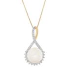 Womens 1/10 Ct. T.w. White Pearl 10k Gold Pendant Necklace
