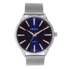 Mens Geneva Silver-tone Black Strap Watch 33590