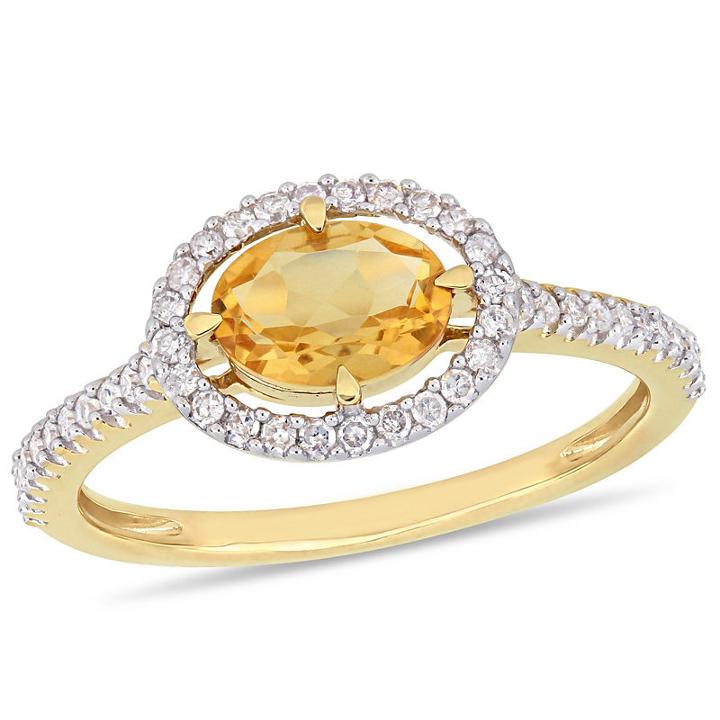 Womens 1/4 Ct. T.w. Yellow Citrine 10k Gold Cocktail Ring