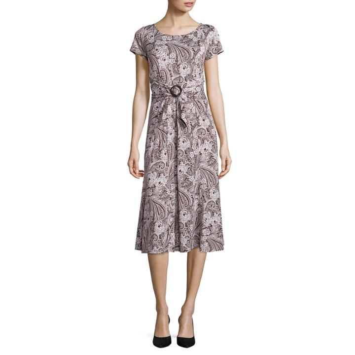 Perceptions Short-sleeve Paisley A-line Dress