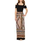 Be By Chetta B Short Sleeve Bordered Maxi Dress