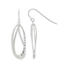 Sterling Silver Diamond-cut Oval Double-hoop Earrings