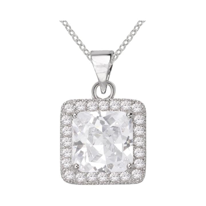 Sparkle Allure&trade; Pure Silver-plated Square Cubic Zirconia Pendant Necklace