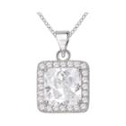 Sparkle Allure&trade; Pure Silver-plated Square Cubic Zirconia Pendant Necklace