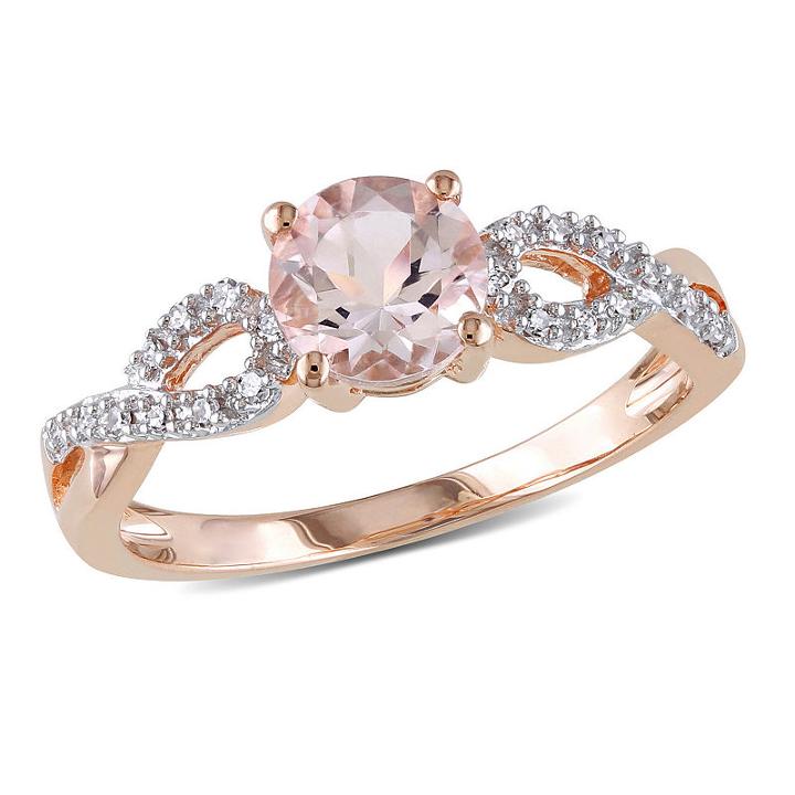 Womens 1/10 Ct. T.w. Morganite Pink 10k Rose Gold Infinity Cocktail Ring