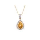 Yellow Citrine Pear Gold Over Silver Pendant