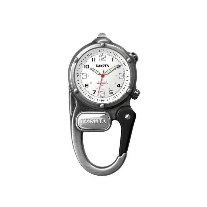 Dakota Mini Clip Microlight Carabiner, Antique Silver Pocket Watch 38426