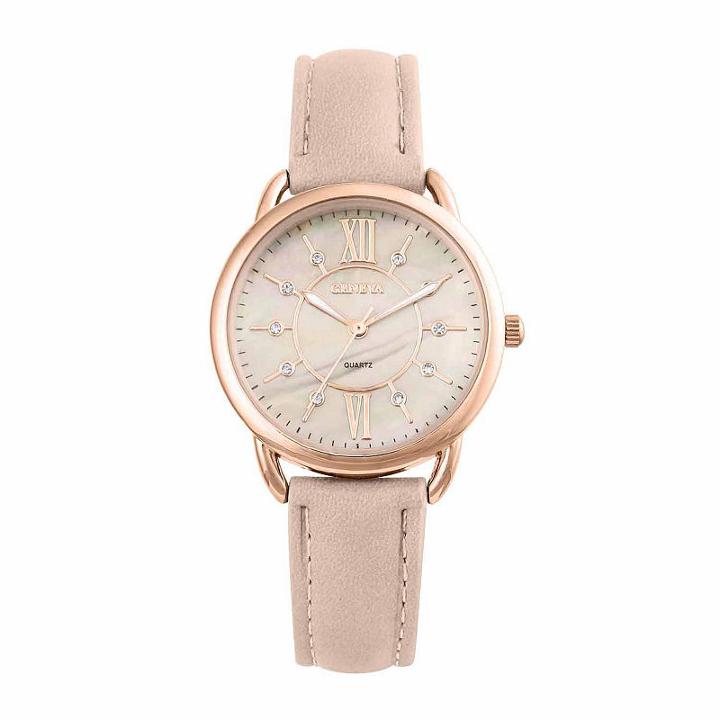 Geneva Womens Rosegold Mother Of Pearl Dial Pink Strap Watch