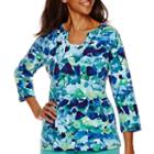 Alfred Dunner 3/4-sleeve Tile Printed Top